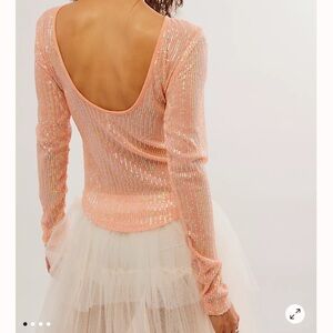 Free People Unapologetic Sequin Long Sleeve Top Medium